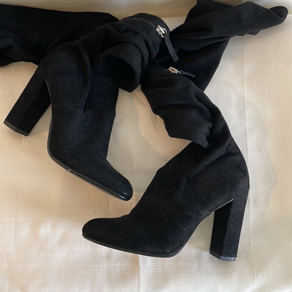 STEVE MADDEN KNEE HIGH BLACK HEELED BOOTS SIZE 6.5 - Picture 2 of 7